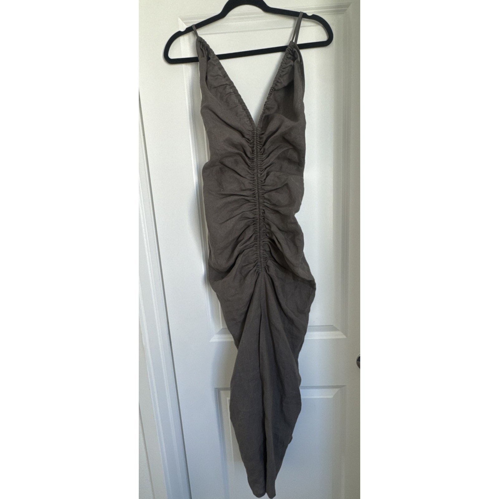 Piece Of White Allegra Ruched Linen Midi-Dress Nwt Women’s Size Small $716 — image 4 of 8